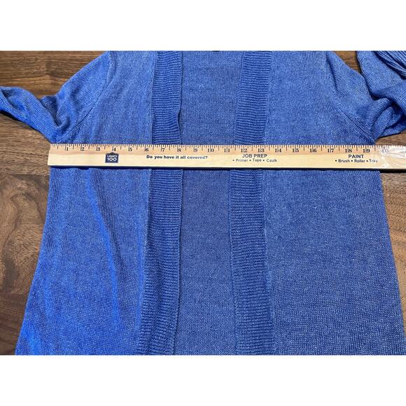 Talbots Petites 100% Linen Open Front Cardigan Sweater Blue Size MP - Picture 6 of 7
